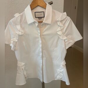 Alexis Crisp White Ruffle Button Down Shirt